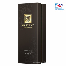 Carton noir personnalisé de qualité supérieure Emballage cadeau Boîte à vin en papier en gros